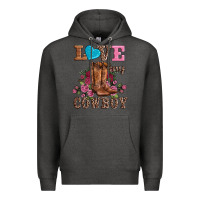 Charcoal Heather valentines day love my cowboy Premium Hoodie - AdoDesignShop