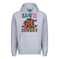 Heather Grey valentines day love my cowboy Premium Hoodie - AdoDesignShop