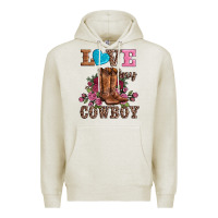 Oatmeal Heather valentines day love my cowboy Premium Hoodie - AdoDesignShop