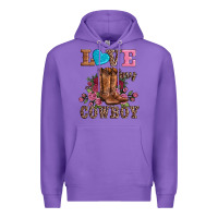 Purple valentines day love my cowboy Premium Hoodie - AdoDesignShop
