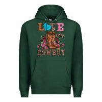 Sports Green valentines day love my cowboy Premium Hoodie - AdoDesignShop