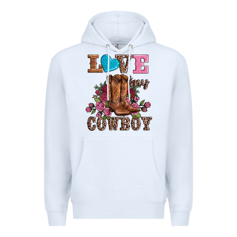 Valentines Day Love My Cowboy Premium Hoodie by AdoDesignShop | Teevron