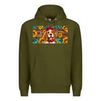 Army Green beagle with sunflowers license plate Premium Hoodie - Artiststas