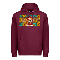 Burgundy beagle with sunflowers license plate Premium Hoodie - Artiststas