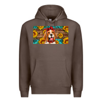 Coffee beagle with sunflowers license plate Premium Hoodie - Artiststas