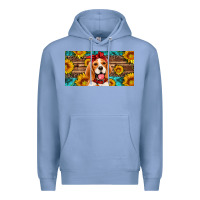 Colony Blue beagle with sunflowers license plate Premium Hoodie - Artiststas