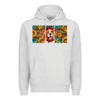 Dove Grey beagle with sunflowers license plate Premium Hoodie - Artiststas