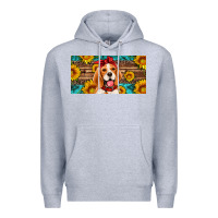 Heather Grey beagle with sunflowers license plate Premium Hoodie - Artiststas