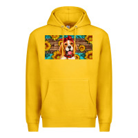 Lemon beagle with sunflowers license plate Premium Hoodie - Artiststas