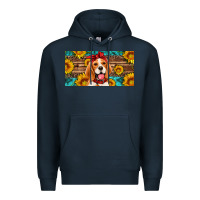 Navy beagle with sunflowers license plate Premium Hoodie - Artiststas