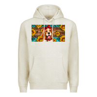Oatmeal Heather beagle with sunflowers license plate Premium Hoodie - Artiststas