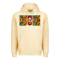 Pina Colada beagle with sunflowers license plate Premium Hoodie - Artiststas