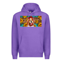 Purple beagle with sunflowers license plate Premium Hoodie - Artiststas