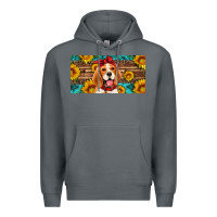 Rock beagle with sunflowers license plate Premium Hoodie - Artiststas