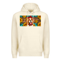 Sandshell beagle with sunflowers license plate Premium Hoodie - Artiststas