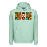 Seafoam beagle with sunflowers license plate Premium Hoodie - Artiststas