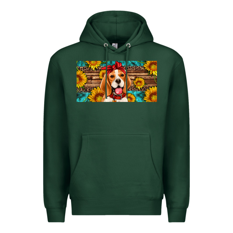 Beagle With Sunflowers License Plate Premium Hoodie by Artiststas | Teevron