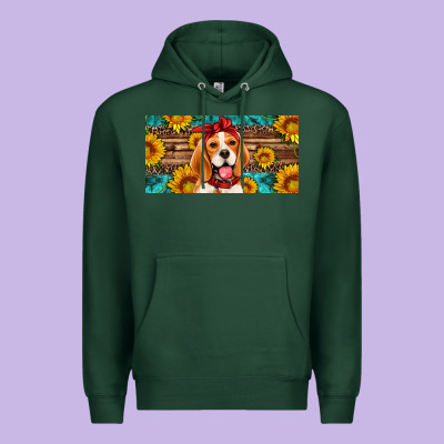 Beagle With Sunflowers License Plate Premium Hoodie Designed By Artiststas
