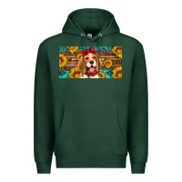 Sports Green beagle with sunflowers license plate Premium Hoodie - Artiststas
