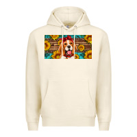 Tofu beagle with sunflowers license plate Premium Hoodie - Artiststas