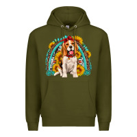 Army Green beagle turquoise and sunflowers rainbow Premium Hoodie - Artiststas
