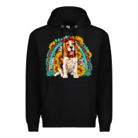 Black beagle turquoise and sunflowers rainbow Premium Hoodie - Artiststas