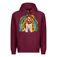 Burgundy beagle turquoise and sunflowers rainbow Premium Hoodie - Artiststas