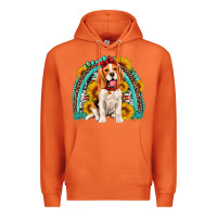 Carrot beagle turquoise and sunflowers rainbow Premium Hoodie - Artiststas