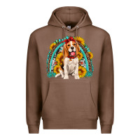 Chestnut beagle turquoise and sunflowers rainbow Premium Hoodie - Artiststas