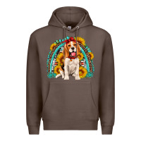 Coffee beagle turquoise and sunflowers rainbow Premium Hoodie - Artiststas