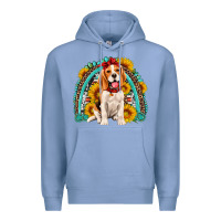Colony Blue beagle turquoise and sunflowers rainbow Premium Hoodie - Artiststas