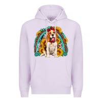 Lilac beagle turquoise and sunflowers rainbow Premium Hoodie - Artiststas