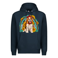 Navy beagle turquoise and sunflowers rainbow Premium Hoodie - Artiststas