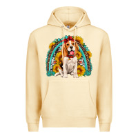 Pina Colada beagle turquoise and sunflowers rainbow Premium Hoodie - Artiststas
