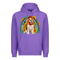 Purple beagle turquoise and sunflowers rainbow Premium Hoodie - Artiststas
