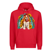 Red beagle turquoise and sunflowers rainbow Premium Hoodie - Artiststas