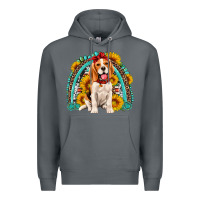 Rock beagle turquoise and sunflowers rainbow Premium Hoodie - Artiststas