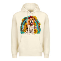 Sandshell beagle turquoise and sunflowers rainbow Premium Hoodie - Artiststas