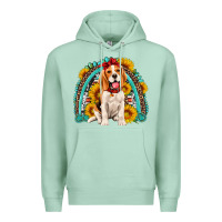 Seafoam beagle turquoise and sunflowers rainbow Premium Hoodie - Artiststas
