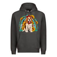 Smoke beagle turquoise and sunflowers rainbow Premium Hoodie - Artiststas