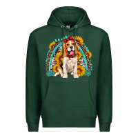 Beagle Turquoise And Sunflowers Rainbow Premium Hoodie | Teevron