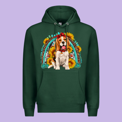 Beagle Turquoise And Sunflowers Rainbow Premium Hoodie Designed By Artiststas