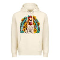 Tofu beagle turquoise and sunflowers rainbow Premium Hoodie - Artiststas