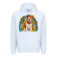 White beagle turquoise and sunflowers rainbow Premium Hoodie - Artiststas