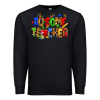 Black ausome autism teacher Premium Sweatshirt - Zillion Design Studio