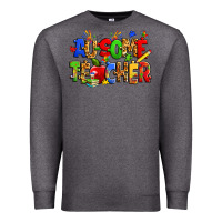 Charcoal Heather ausome autism teacher Premium Sweatshirt - Zillion Design Studio