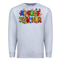 Heather Grey ausome autism teacher Premium Sweatshirt - Zillion Design Studio