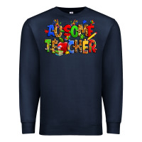 Navy ausome autism teacher Premium Sweatshirt - Zillion Design Studio