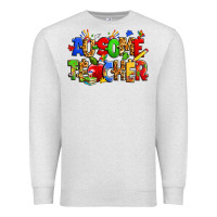 Oatmeal Heather ausome autism teacher Premium Sweatshirt - Zillion Design Studio