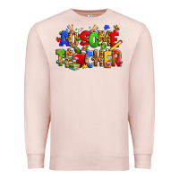 Pale Pink ausome autism teacher Premium Sweatshirt - Zillion Design Studio